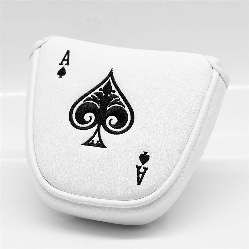 barudan golf Poker Ace White Mallet Putter Cover Headcover Magnetic Club Protector fits for Odyssey 2ball Style Putters,Synthetic Leather Putter Headcover for Mallet, RH LH(for Round Mallet Putter) - Image 1